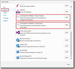 Add sonarQube build steps