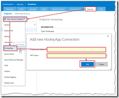 Set HockeyApp Service in VSTS 