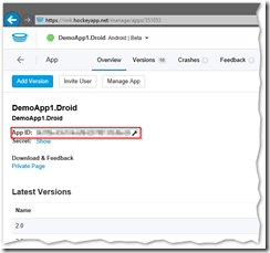 Get HockeyApp App Id