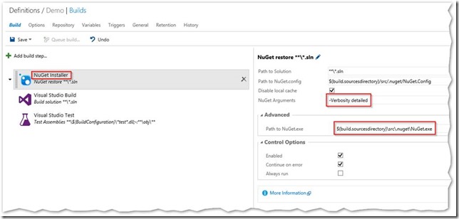 Trouble shooting nuget restore on the build server