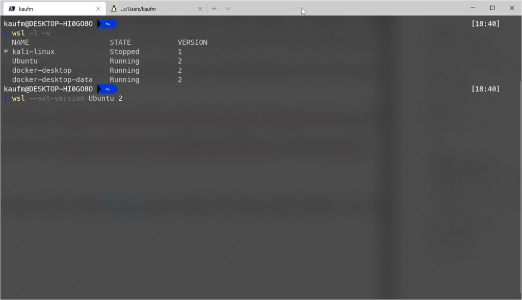 Configure WSL 2 for your Linux distribution.